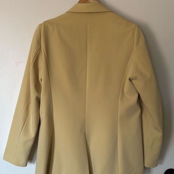 Women’s Large Light‎ Yellow Blazer Single Button Classic Tailored Jacket - Picture 3 of 12